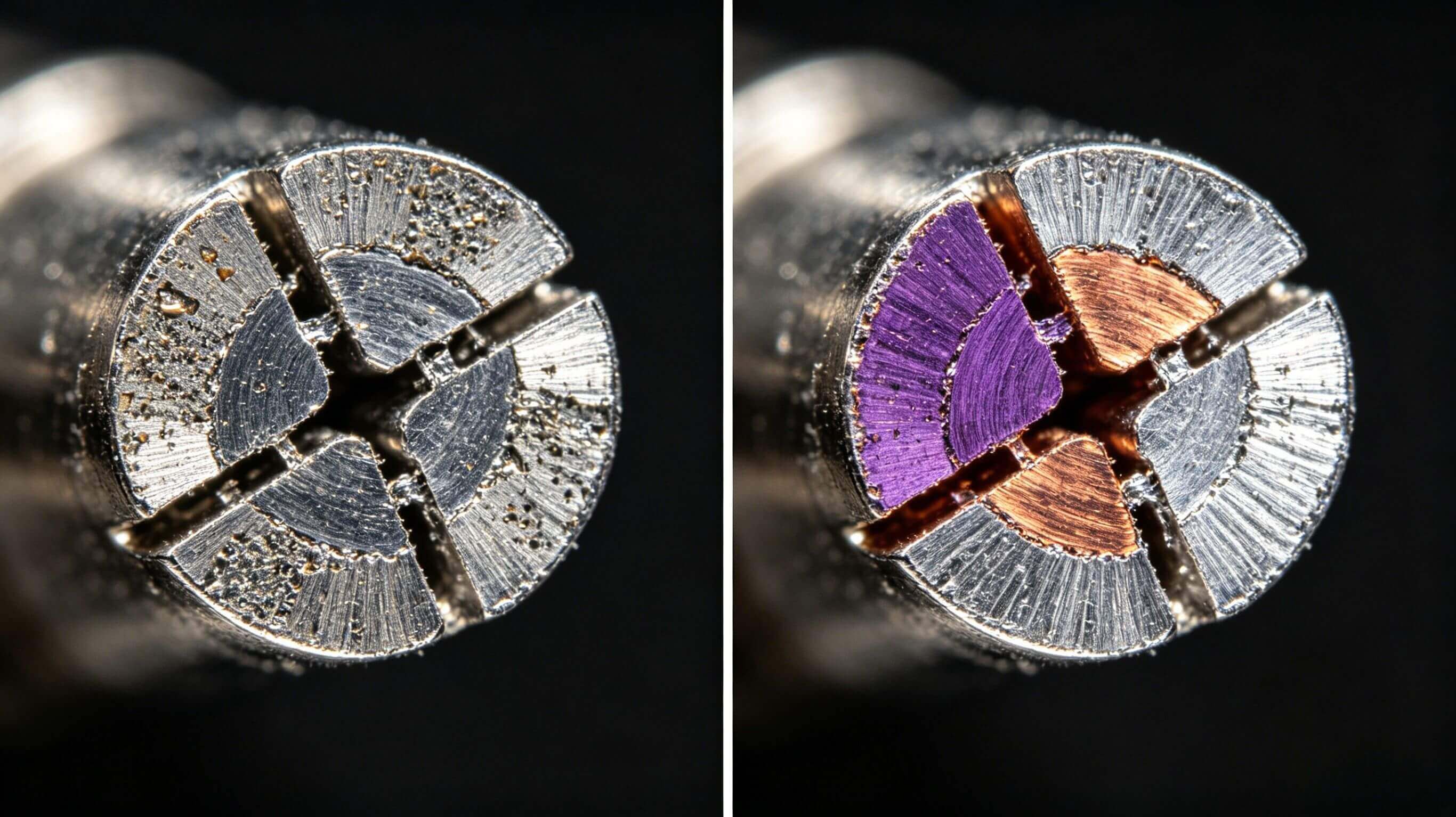 cheap-terminal-vs-premium-copper-silver-plated-terminal-macro-shot cheap-terminal-vs-premium-copper-silver-plated-terminal-macro-shot